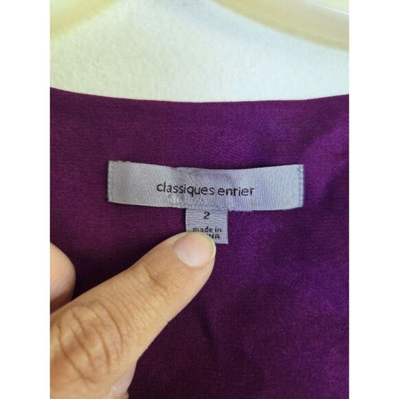 Classiques Entier Wine Purple Silk Linen Tie Waist A-Line Cocktail Dress size 2 - Picture 6 of 10